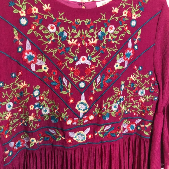 Umgee Boho Embroidered Flutter Sleeves E1-1580 - Picture 3 of 8